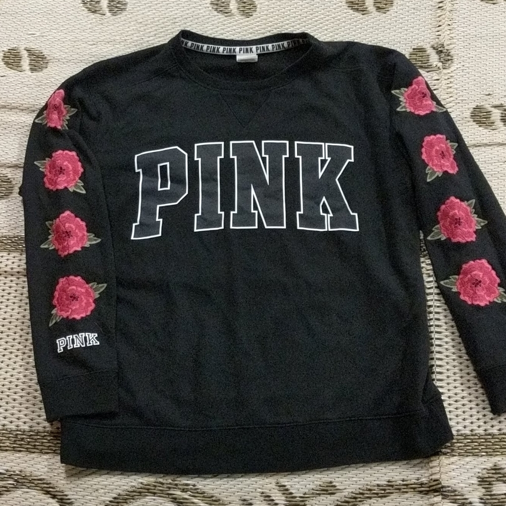 Victoria secret pink sweatshirt with roses
